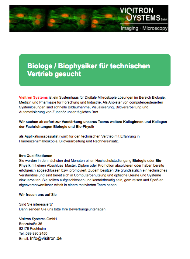Работа в Германии: Биолог/Биофизик